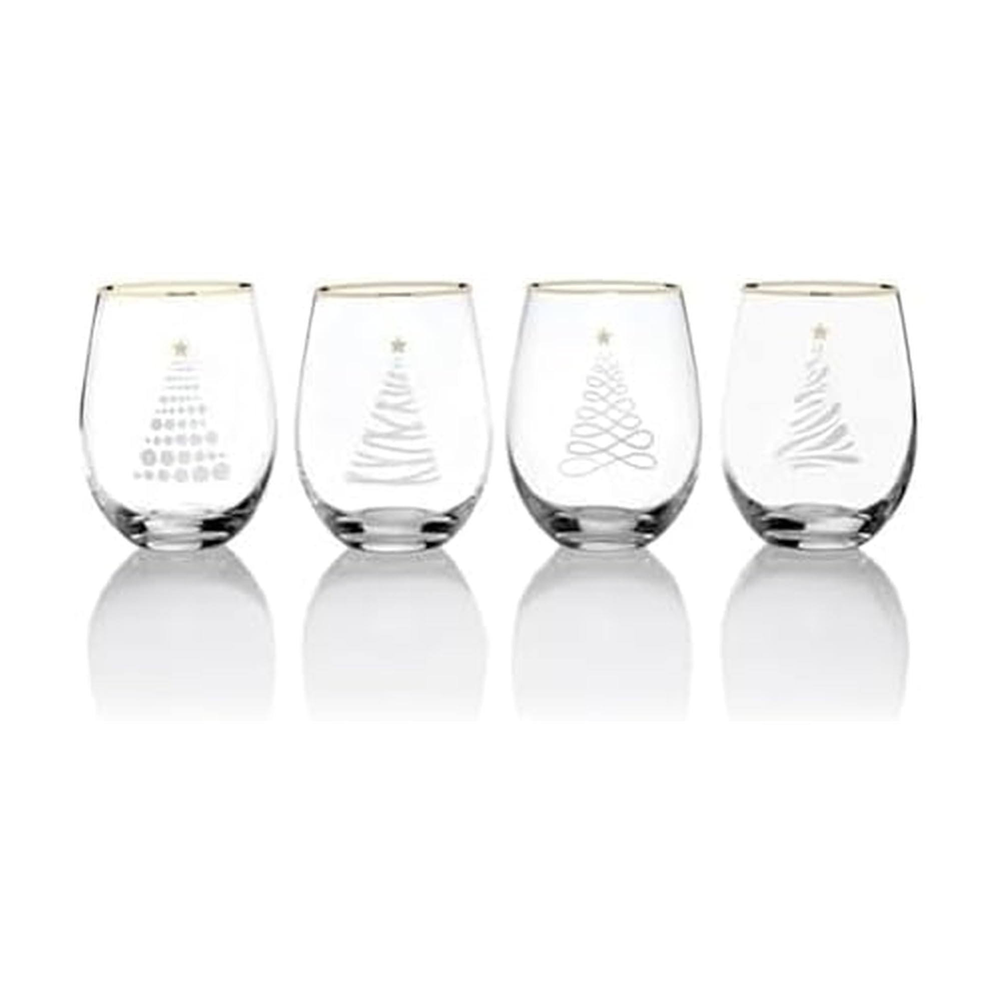 Celebrations by Mikasa Holiday Christmas Trees Stemless Wine, Set of 4, 18 Ounce | Amazon (US)