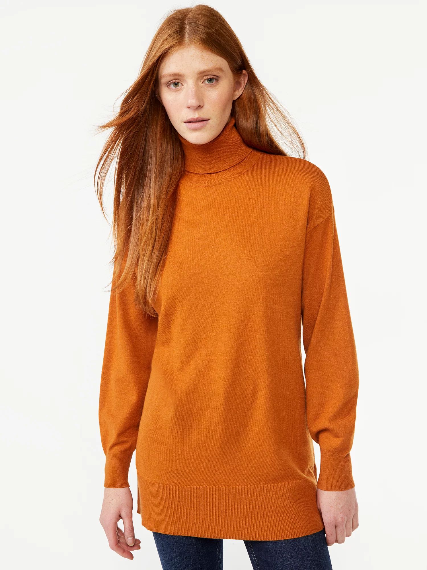 Free Assembly Women's Turtleneck Tunic Sweater - Walmart.com | Walmart (US)