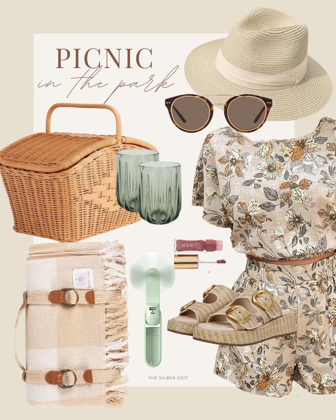 Summer picnic in the park - this warm weather activity is a chance to show off your style!

summer outfit ideas, picnic basket, picnic blanket, portable fan, hat, sunglasses, Merit lip oil, Sephora, Amazon, Serena and Lily, Kohls, Walmart, Stefana Silber 

 #LTKSummerEdit #LTKSeasonal #LTKFindsUnder50