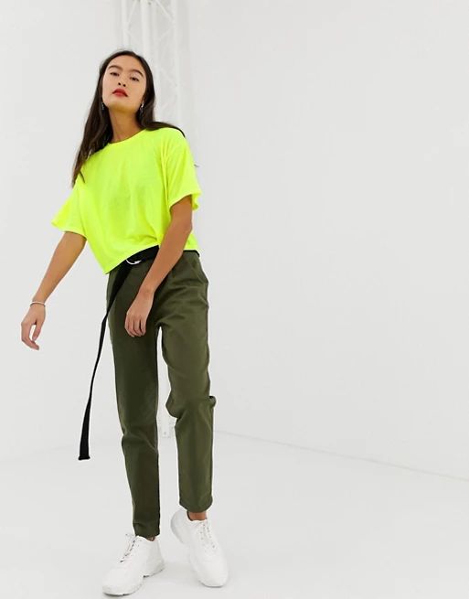Noisy May cropped boxy tee in neon | ASOS US
