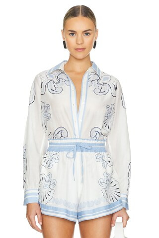 Shani Shemer Vanessa Shirt in Blue Sky Flowers from Revolve.com | Revolve Clothing (Global)