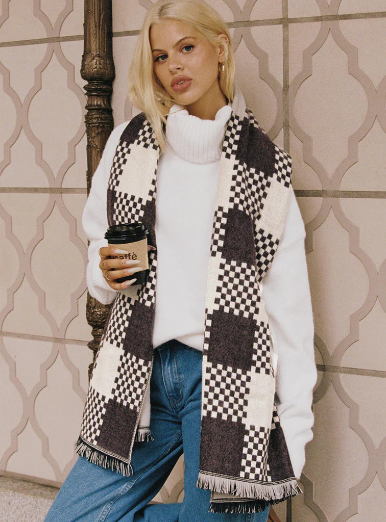 Ruthie Check Scarf Brown / White | Princess Polly US