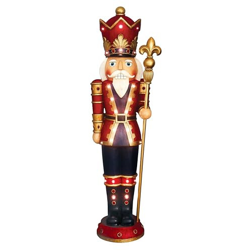 Fraser Hill Farm 5-Ft. Nutcracker Holiday Figurine, Lifesize Wood-Look Holiday Statue with Music and Timer, Indoor and Outdoor Christmas Decoration for Porch, Foyer, Living Room | Amazon (US)