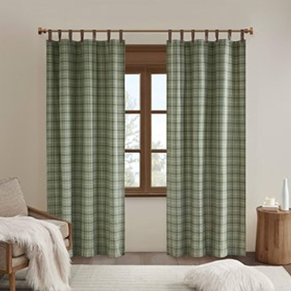 Madison Park Anaheim Cabin Plaid Curtain Window, Thermal Insulated Fleece Lining, Living Room Dec... | Amazon (US)