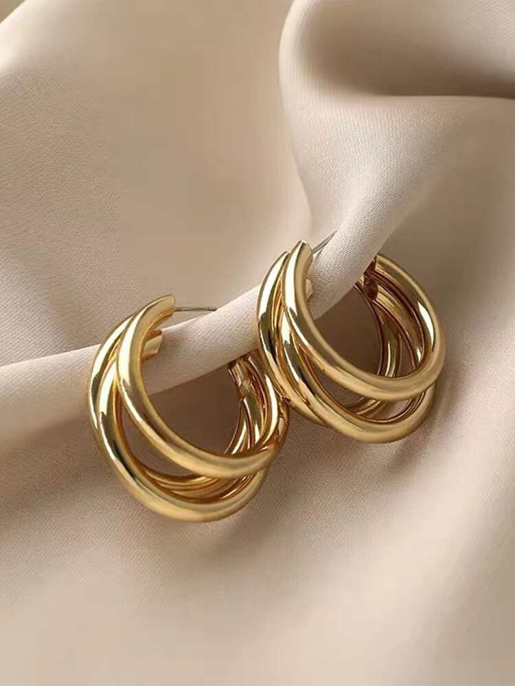 Minimalist Layered Cuff Hoop Earrings | SHEIN