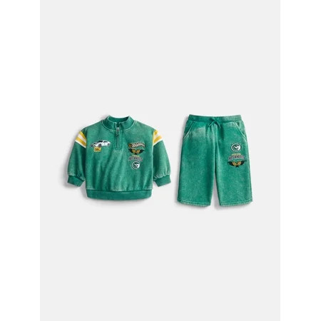 Hot Wheels Baby Boys Half Zip Sweatshirt and Pants Set, 2 Piece, Sizes 0/3M-6/9M | Walmart (US)