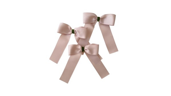 dusty rose  grosgrain + moss velvet bow ornament set | Nicola Bathie Jewelry