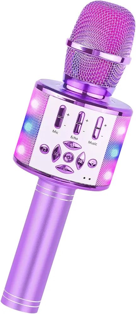 Amazmic Toys for girls, Kids Karaoke Microphone Toddler Microphone for singing with LED Lights,Vo... | Amazon (US)