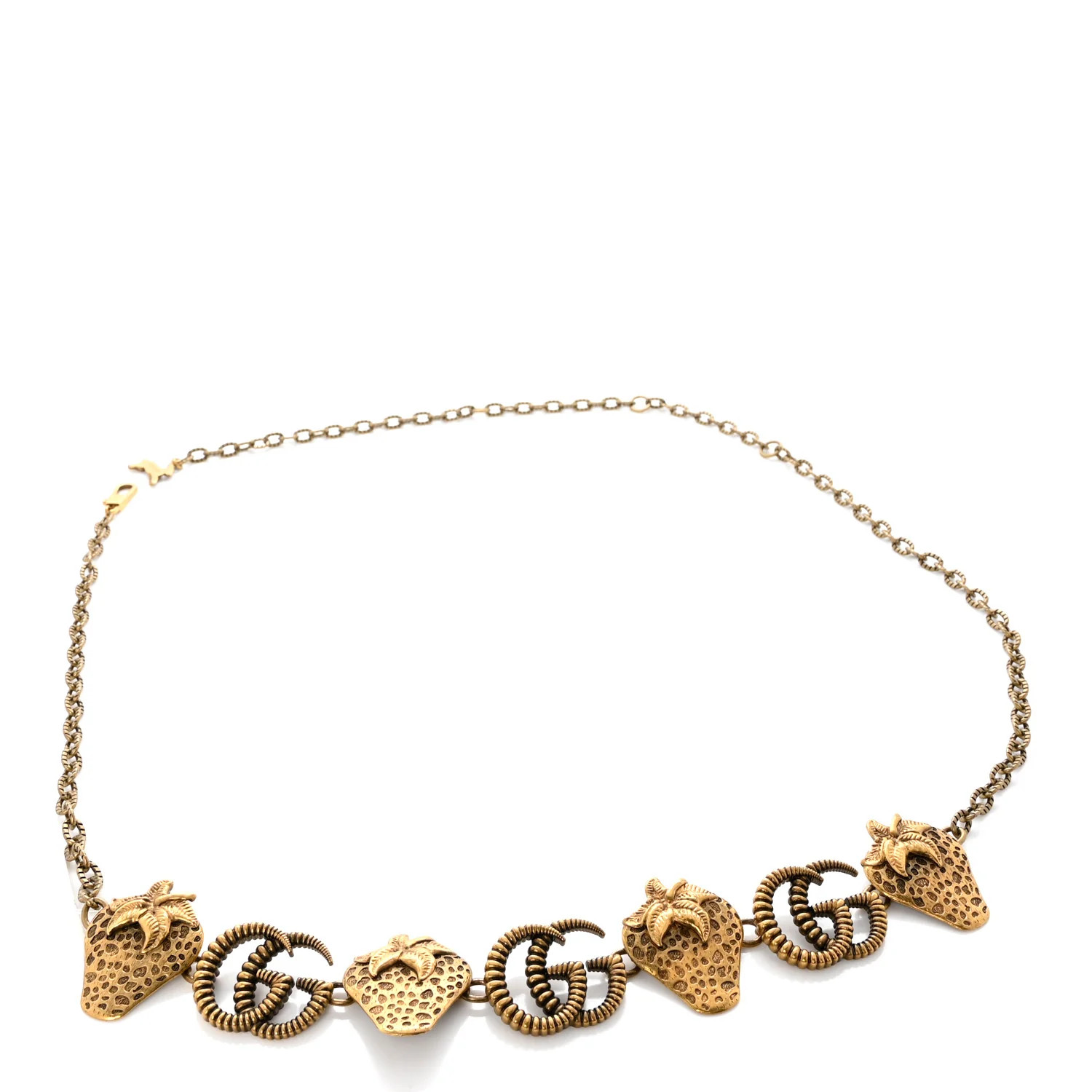 GUCCI Brass Strawberry GG Chain Belt Gold | FASHIONPHILE (US)