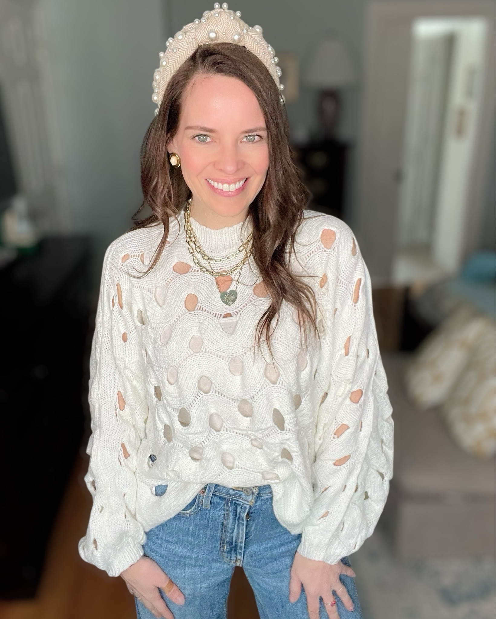 Pearl Headband + Cream Sweater Chic 🤍✨


Such a pretty, easy outfit that feels classic but still current 🤍✨ This cream open-knit sweater has the best texture and looks so good dressed up or down. I paired it with high-waisted wide-leg jeans for a flattering everyday fit that works for errands, brunch, or casual plans 💙

The pearl headband adds the perfect feminine, preppy touch — I linked both the designer version and an affordable look-for-less option so you can choose what you love 🤍✨ Finished with neutral loafers, layered gold jewelry, and a two-tone watch for a polished but effortless look.

This is one of those outfits you can throw on and instantly feel put together ✨🤍

pearl headband outfit, cream sweater outfit, open knit sweater, preppy style, feminine everyday outfit, wide leg jeans, spring transition outfit, classic casual look, layered gold jewelry, neutral outfit inspiration 🤍✨

#LTKOver40 #LTKootd #LTKSeasonal