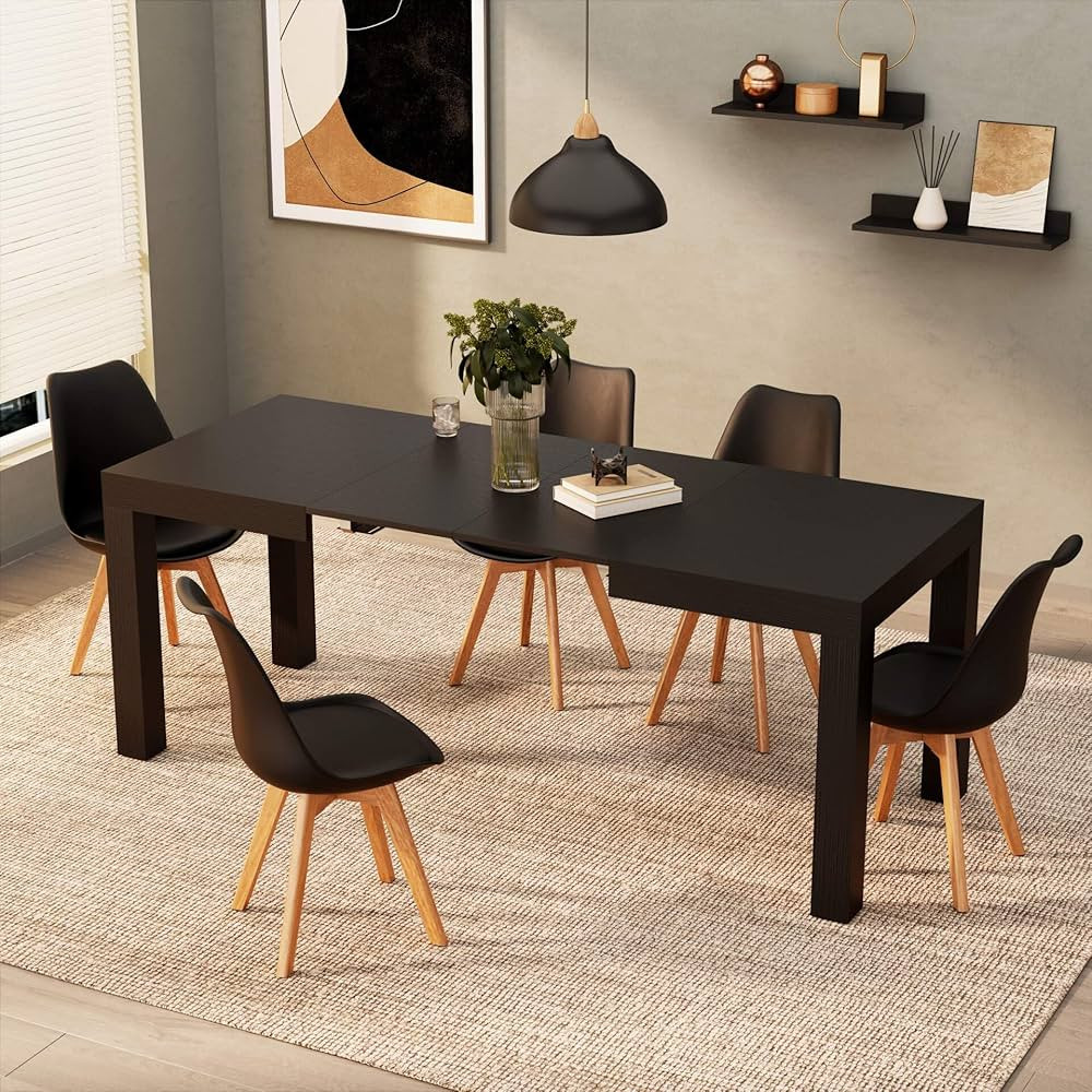 Mobili Fiver, First Extendable Table, 47.2(78.7) x31.5 in, Ashwood Black, Made in Italy | Amazon (US)