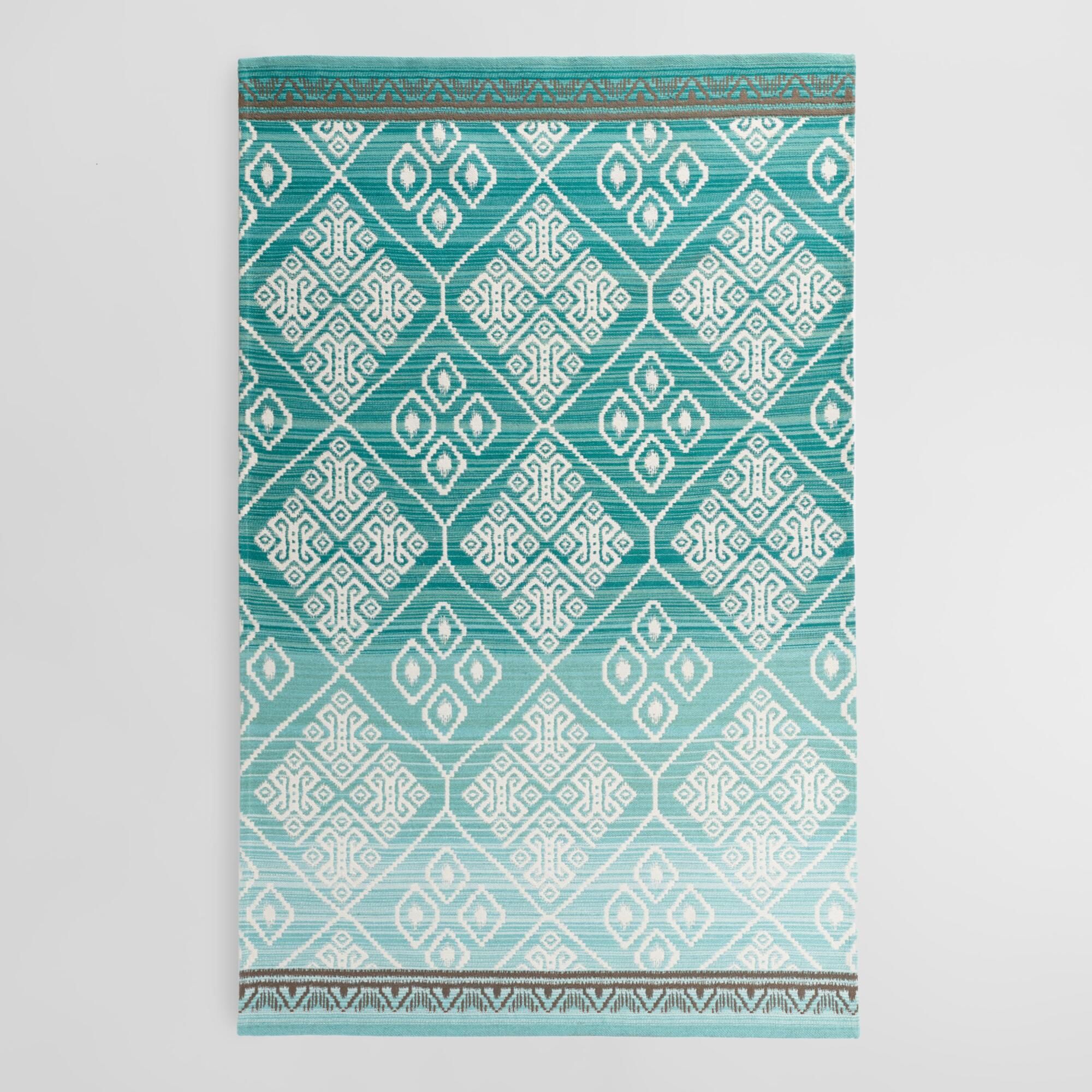 5'x8' Teal Diamond Medallion Candice Indoor Outdoor Patio Rug - 5' x 8' by World Market | World Market