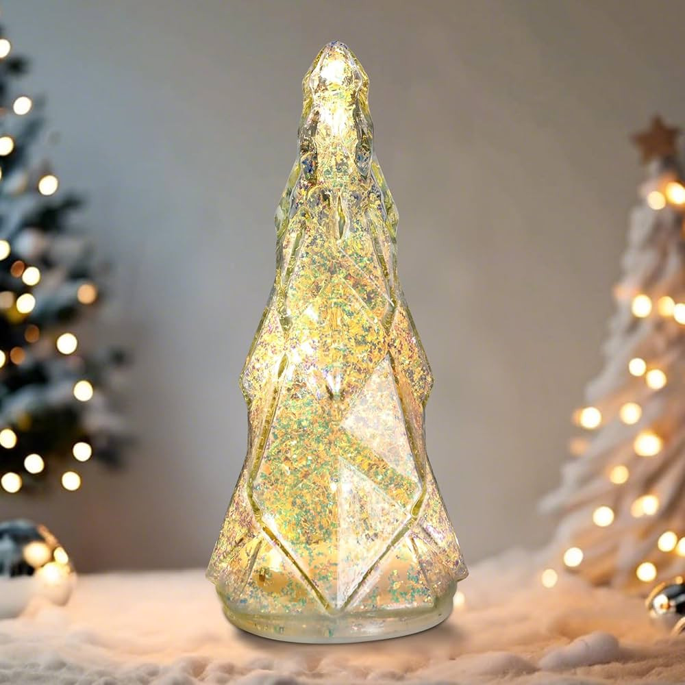 MUMTOP 8.1 Inch Glass Christmas Tree, Mercury Glass Christmas Tree with LED Light and Timer, Batt... | Amazon (US)