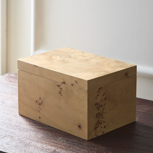 Burled Wood Square Jewelry Box | West Elm (US)
