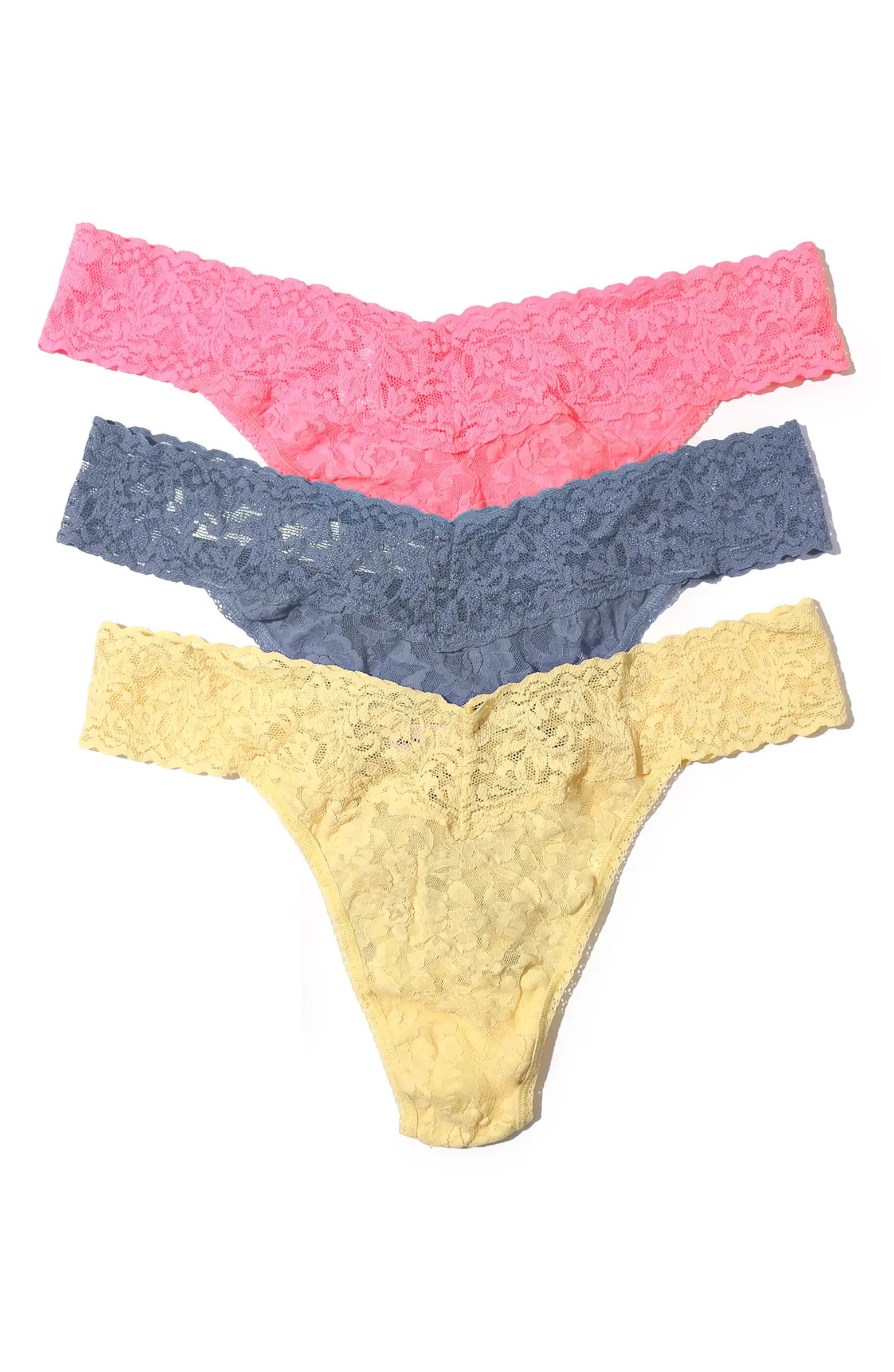 Assorted 3-Pack Lace Original Rise Thongs | Nordstrom