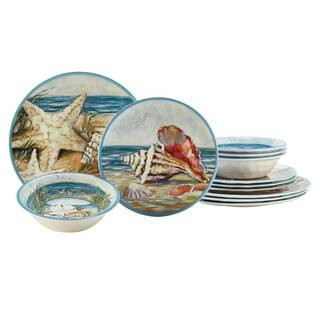 Seacoast Melamine 12-Piece Multi-Colored Melamine Dinnerware Set, Service for 4 | The Home Depot