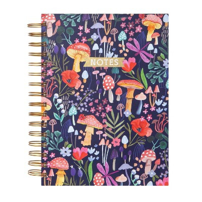 Blank Journal 6"x8" Hard Cover Mushrooms Navy - greenroom: Spiral Binding, Lined Paper, 320 Pages, Adult Stationery | Target