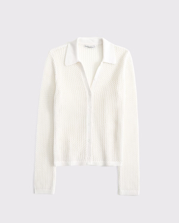 Crochet-Style Collared Button-Through Top | Abercrombie & Fitch (US)