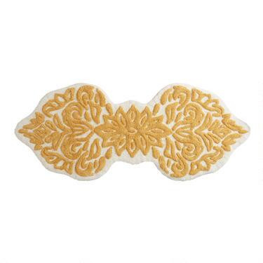 Oversized Mustard And White Floral Aura Bath Mat | World Market