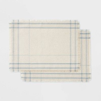 2pk Blue Plaid Placemats - Threshold™ designed with Studio McGee | Target