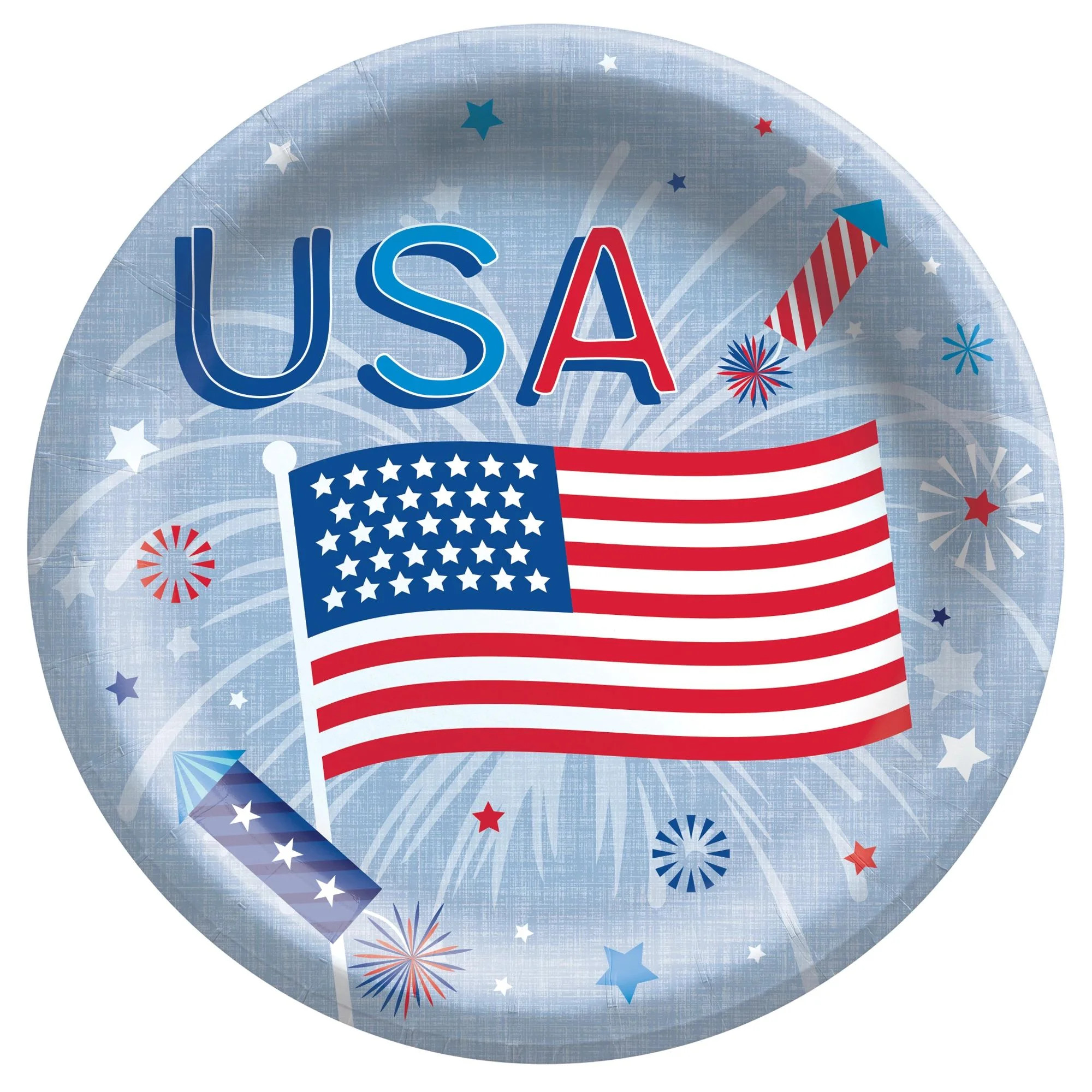 Patriotic Celebration Fireworks Paper 20 7 inch Dessert Plates USA July 4th | Walmart (US)