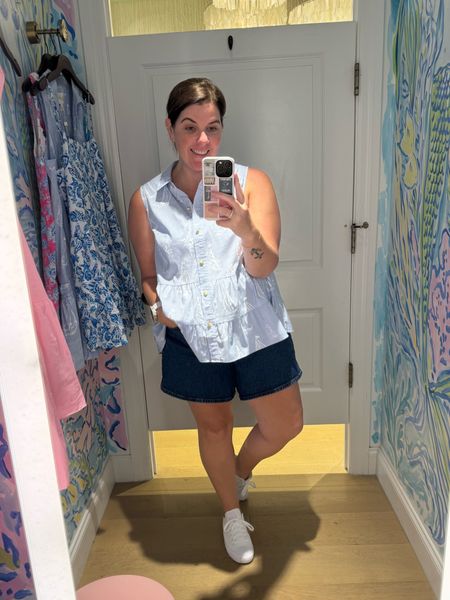 Since I love the sailboat print so much, I figured I needed to try on the top version, which is just as cute! The top runs TTS and I can imagine this top with white jeans for the office or white shorts for a day around town! 

#LTKShoeCrush #LTKStyleTip #LTKMidsize