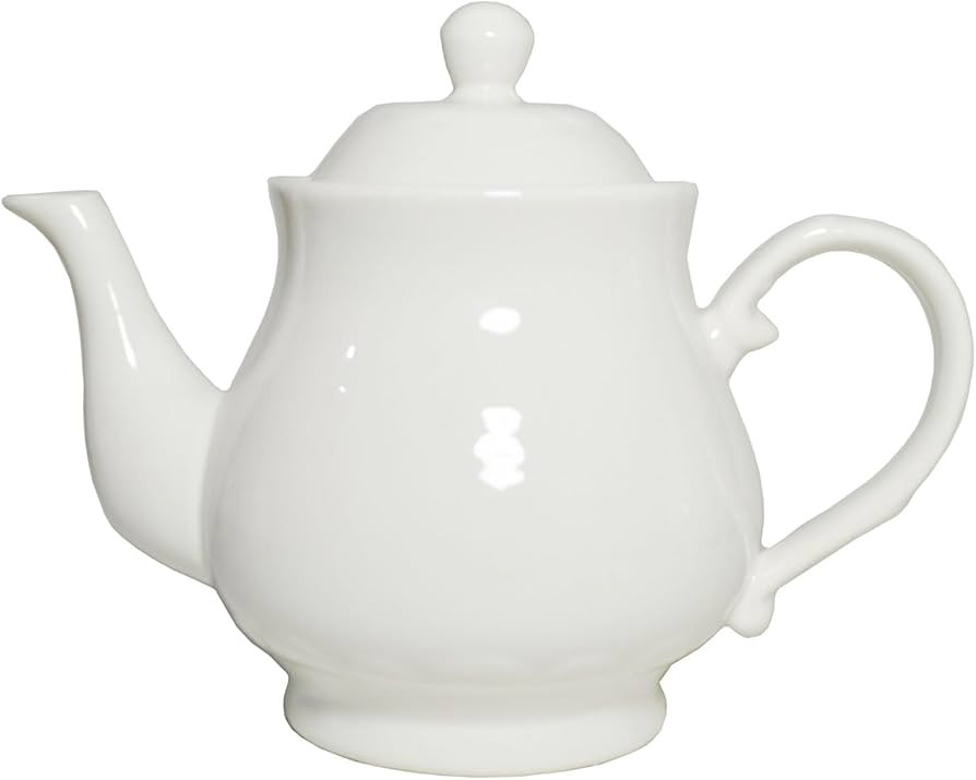 White Porcelain Teapot, Lotus Tea Pot Coffee Tea Water Pot Vintage Ceramic Gooseneck Kettle (35oz... | Amazon (US)