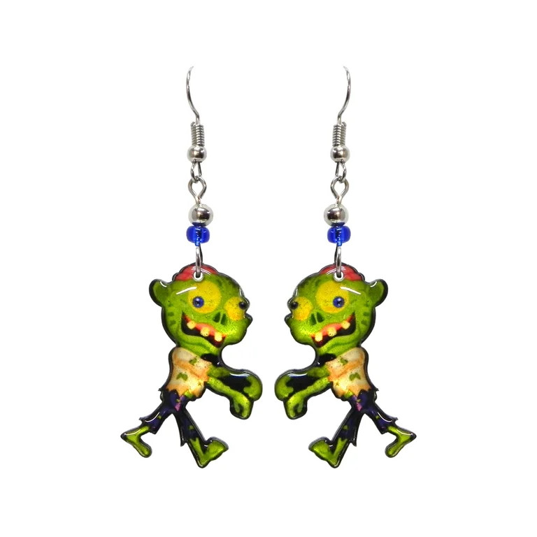 Zombie Halloween Themed Graphic Dangle Earrings - Womens Fashion Handmade Jewelry Holiday Accesso... | Walmart (US)