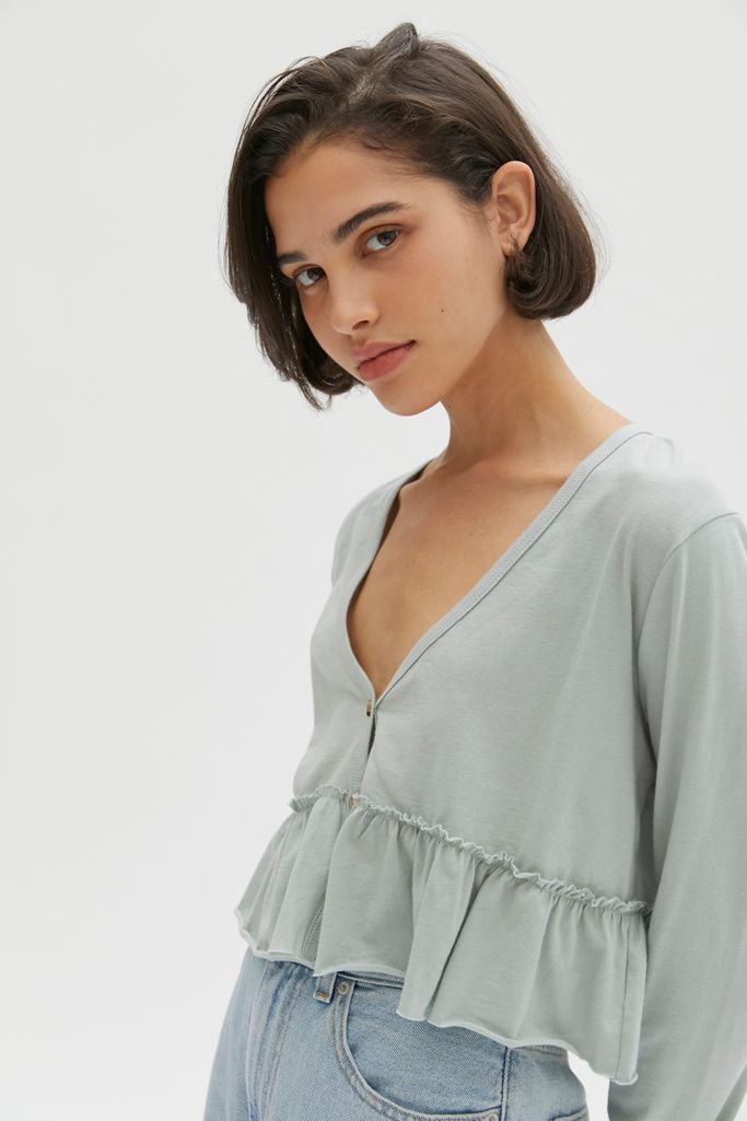 Project Social T Tiered Peplum Cardigan | Urban Outfitters (US and RoW)