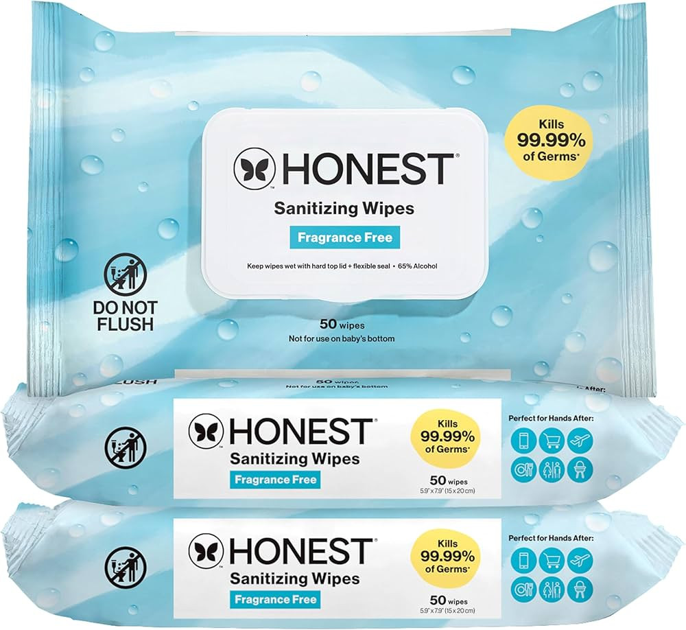 The Honest Company Fragrance-Free Sanitizing Alcohol Wipes, Antibacterial with Aloe, Kills 99% of... | Amazon (US)
