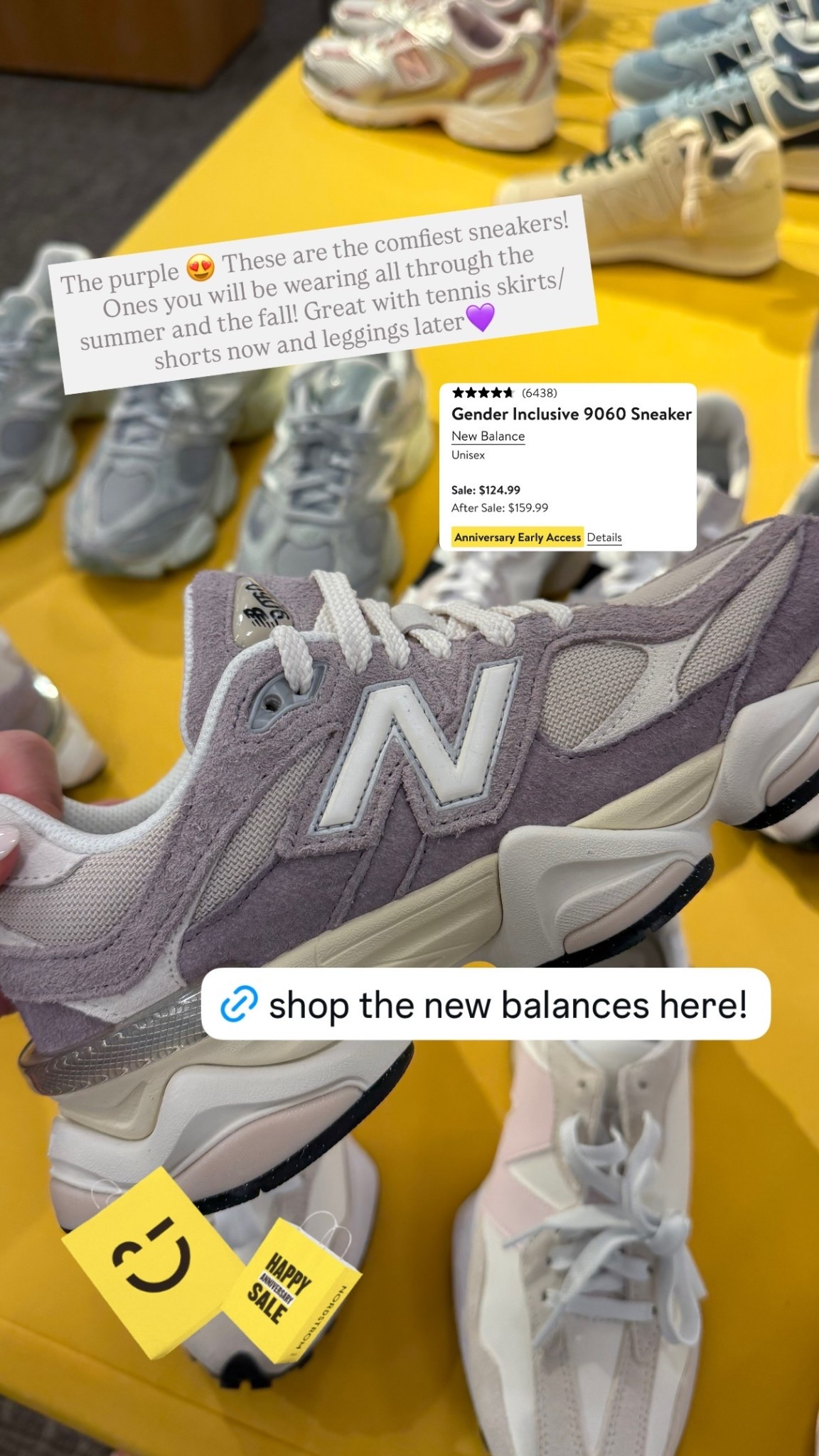 These New Balance 9060 sneakers are hands down one of the comfiest pairs I’ve tried. 💜 The soft lavender color adds the perfect pop while still being easy to style with tennis skirts, denim shorts, leggings, and athleisure. A sneaker you’ll wear now through fall—and they’re included in the Nordstrom Anniversary Sale!

SEO Keywords: New Balance 9060, New Balance sneakers, lavender sneakers, comfortable walking shoes, everyday sneakers, athleisure shoes, women’s casual sneakers, travel sneakers, Nordstrom Anniversary Sale, lifestyle sneakers.

Hashtags:
#NewBalance9060 #NewBalance #ComfortableShoes #AthleisureStyle #WalkingShoes #EverydayStyle #NordstromAnniversarySale #SneakerStyle #LTKStyle #CasualOutfits