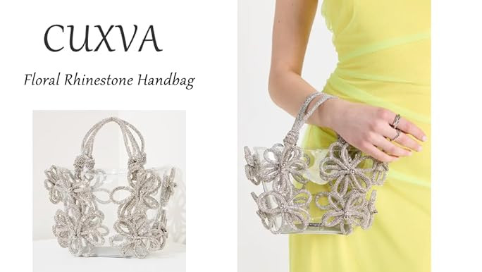Clear Rhinestone Handbag for Women Crystal Evening Purses with Handle Glitter Handbag for Wedding... | Amazon (US)