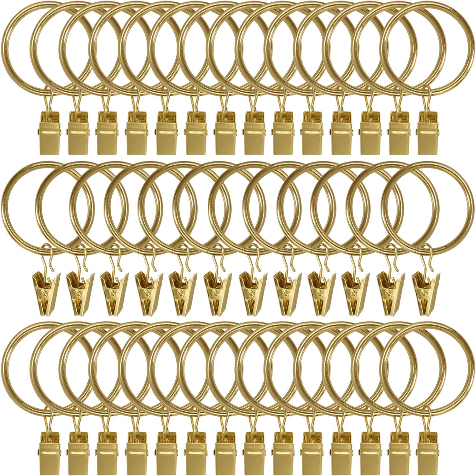 40 Pack Metal Curtain Rings with Clips, Drapery Clips Hooks, Decorative Curtain Rod Clips 1.5 in ... | Amazon (US)