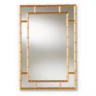 Medium Rectangle Antique Gold Contemporary Mirror (32.25 in. H x 21.5 in. W) | The Home Depot