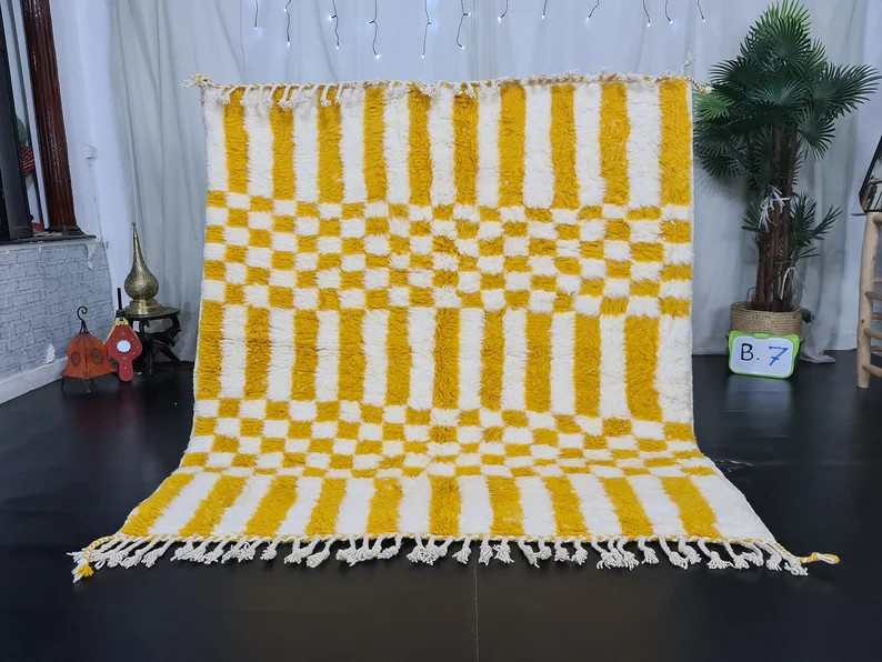 Vibrant Beni Ourain Rug Moroccan Handmade Carpet Yolk Yellow | Etsy | Etsy (US)