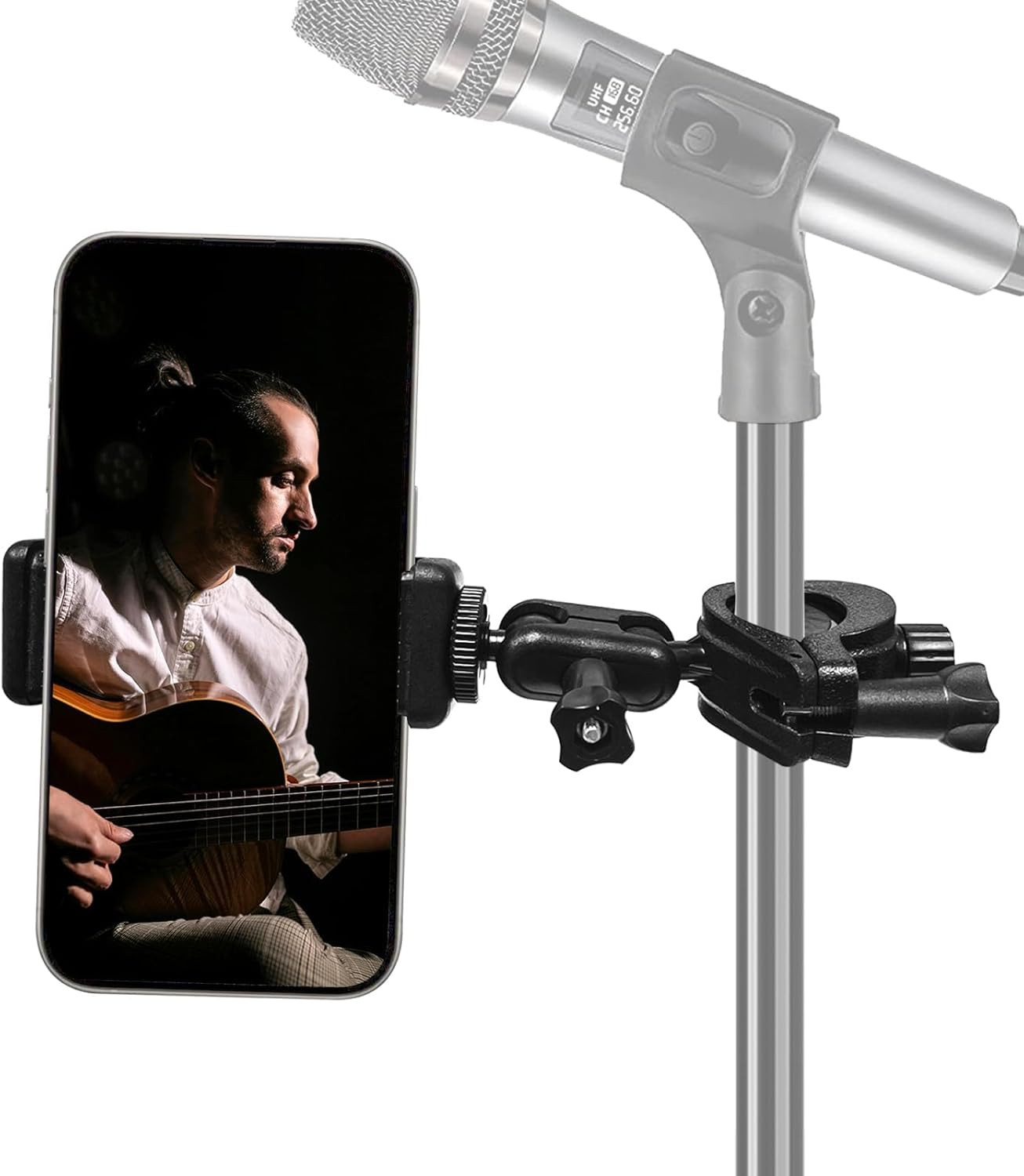 Mic Stand Phone Holder Mount Adjustable Phone Holder for Mic Microphone Music Stand [Dual Ballhea... | Amazon (US)