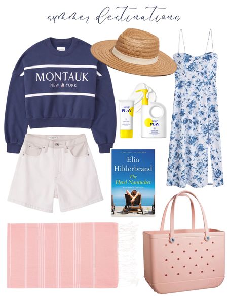 Summer travel, vacation outfits, bogg bag, beach towel, sun hat, Montauk sweatshirt, sunscreen

#LTKSeasonal #LTKsalealert #LTKtravel