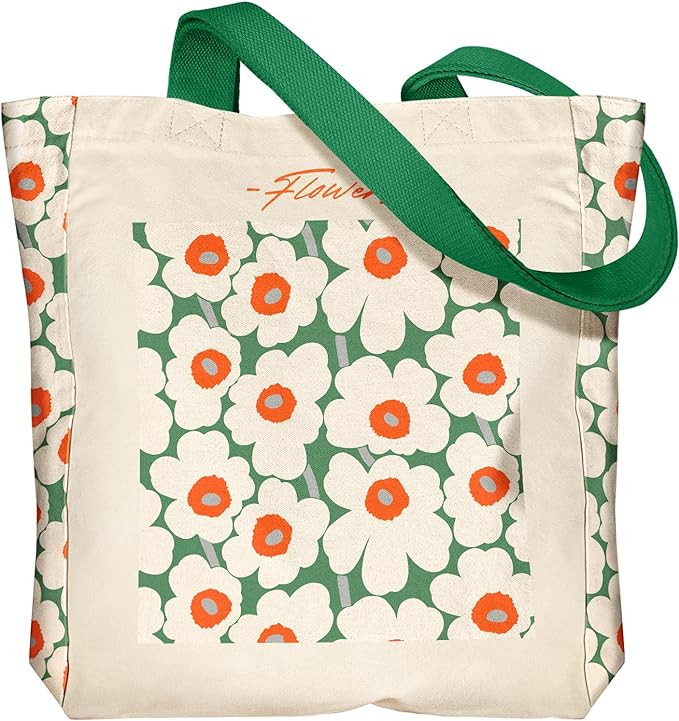 Aesthetic Heavy Canvas Tote Bag - with Pocket for Women Large Size 14''×16''×3.5'' Cloth Cotton... | Amazon (US)