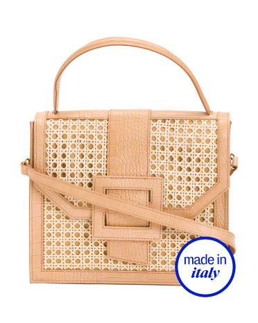 Made In Italy Leather Flap Buckle Satchel | Marshalls