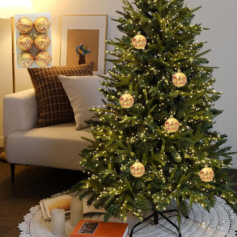 Aiteng 6Pcs Christmas Tree Balls Ornaments with Reindeer Pattern Festive Wedding Hanging Decorati... | Walmart (US)