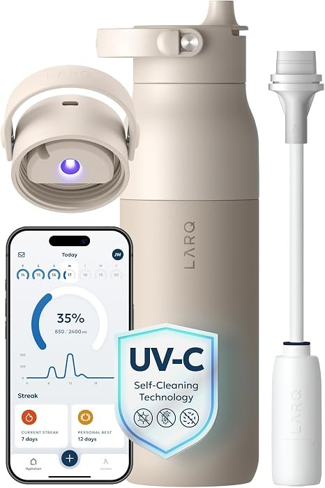 LARQ PureVis 2 Self Cleaning Water Bottle - UV Water Purifier with Filter Straw, Smart App Hydrat... | Amazon (US)