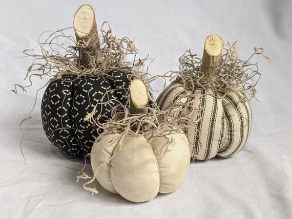 3 pc. Black Vintage Fabric Pumpkins | Etsy | Etsy (US)