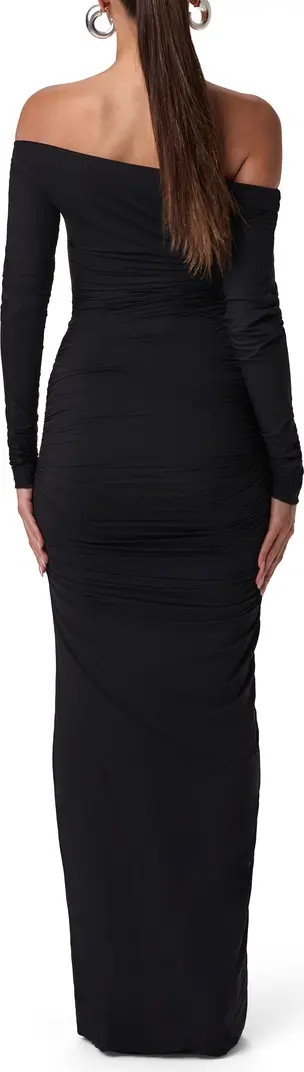 Ruched Off the Shoulder Long Sleeve Maxi Dress | Nordstrom