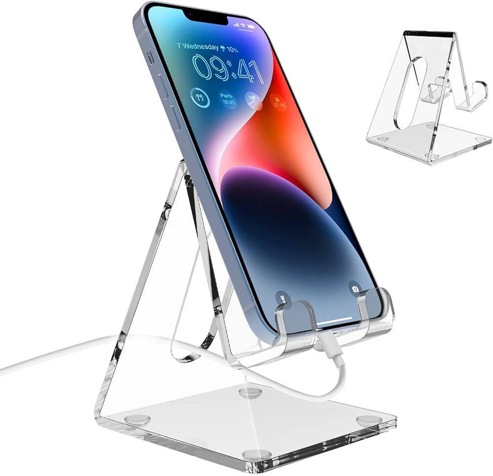 Acrylic Cell Phone Stand for Desk, Phone Holder for Office, Portable Phone Holder, Compatible wit... | Amazon (US)
