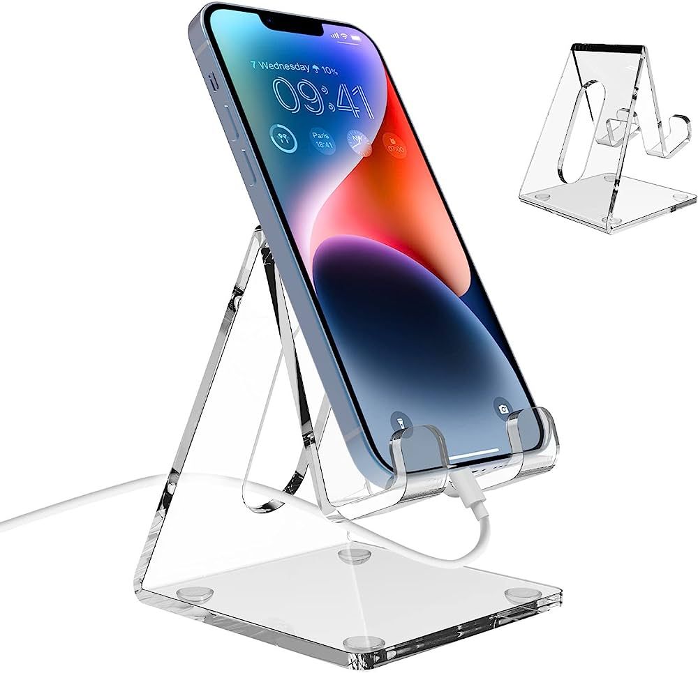 Acrylic Cell Phone Stand for Desk, Phone Holder for Office, Portable Phone Holder, Compatible wit... | Amazon (US)