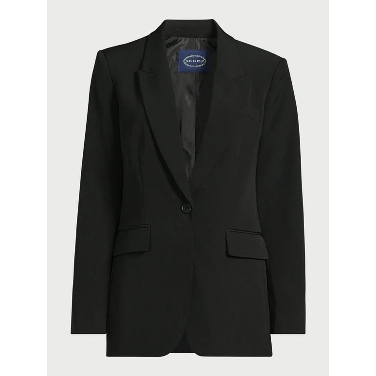 Scoop Women's Ultimate One Button Crepe Suit Blazer, Sizes XS-XXL | Walmart (US)
