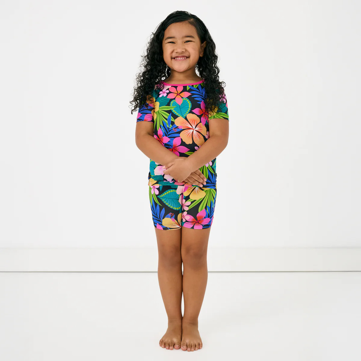 Jungle Blooms Two-Piece Short Sleeve & Shorts Pajama Set | Little Sleepies