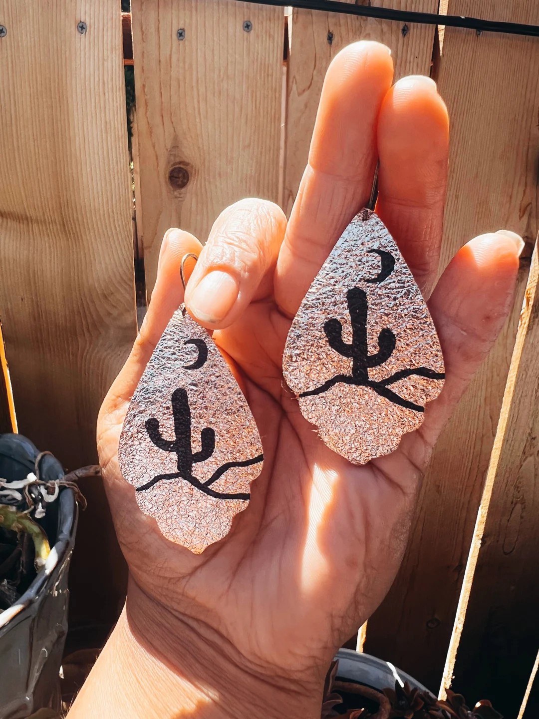 Rose gold cactus earrings | Etsy (US)