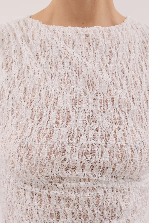 LIZZIE WHITE SLEEVELESS LACE TOP | DISSH