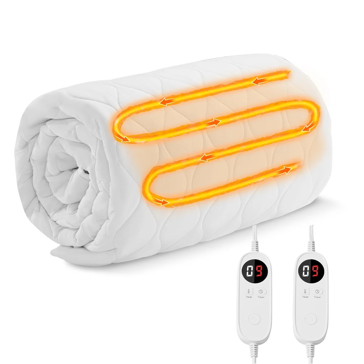 JUSTLET Queen Size Heated Mattress Pad, Electric Bed Warmer with 9 Heat Setting Dual Controller &... | Walmart (US)